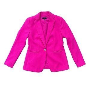 Barbiecore Blazer Ann Taylor Fuchsia Pink One-Button Tailored Blazer in Size 0P